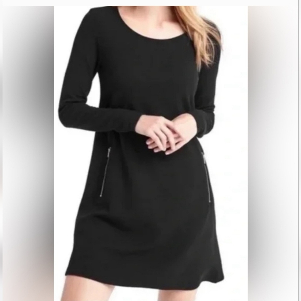 GAP Black Long Sleeve Dress Zipper Pockets Size 0